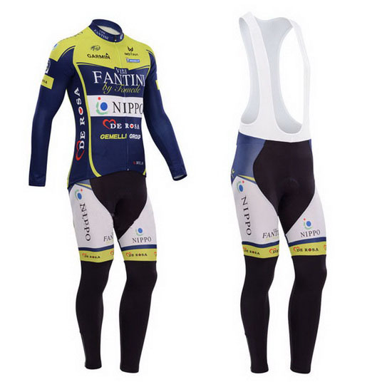 2014 Maillot Vini Fantini Tirantes Mangas Largas verde Y Azul